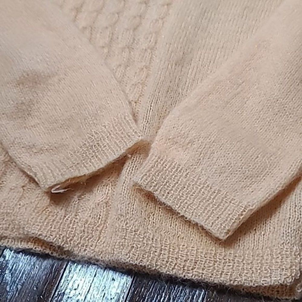 Vintage 1950's Pandira Shagora Wool Mohair Orange Mock Neck Sweater Small - Picture 11 of 11